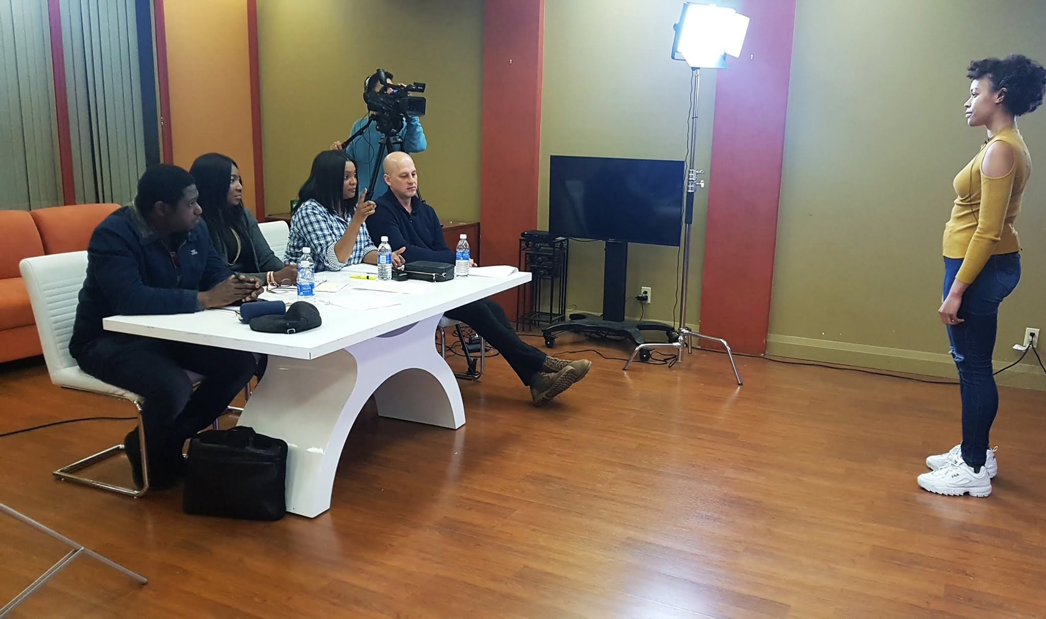 Casting panel watching auditions